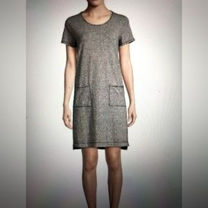 EILEEN FISHER Black and White Striped Slub Dress